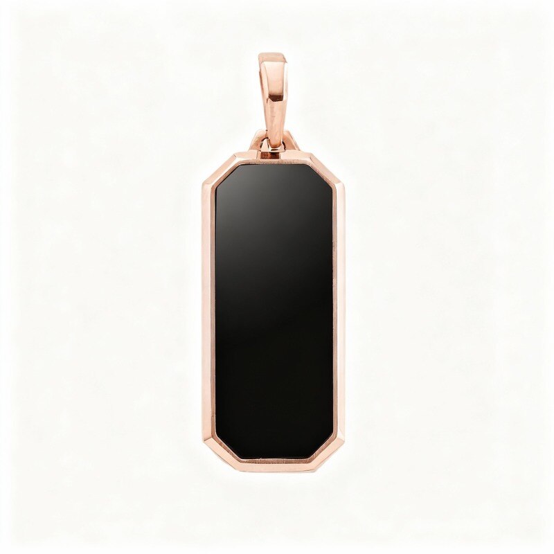 Colgantes de barra de ónix en oro rosa de 10 quilates para hombre-1