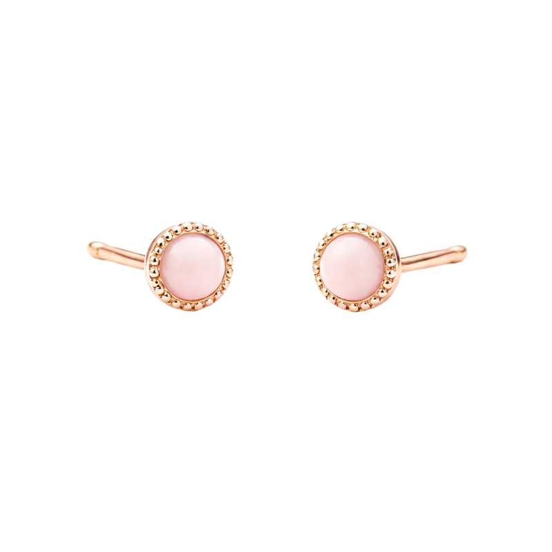 Pendientes de botón con cuentas de ópalo en oro rosa de 14 quilates-1