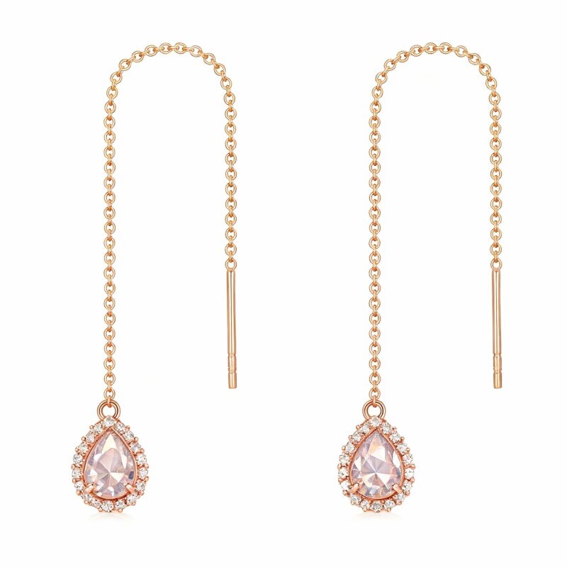 Pendientes colgantes de ópalo en oro rosa de 18 quilates-1