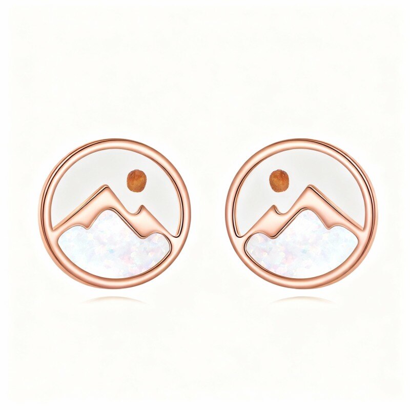 Pendientes de oro rosa de 10 quilates con forma de montañas de ópalo-1