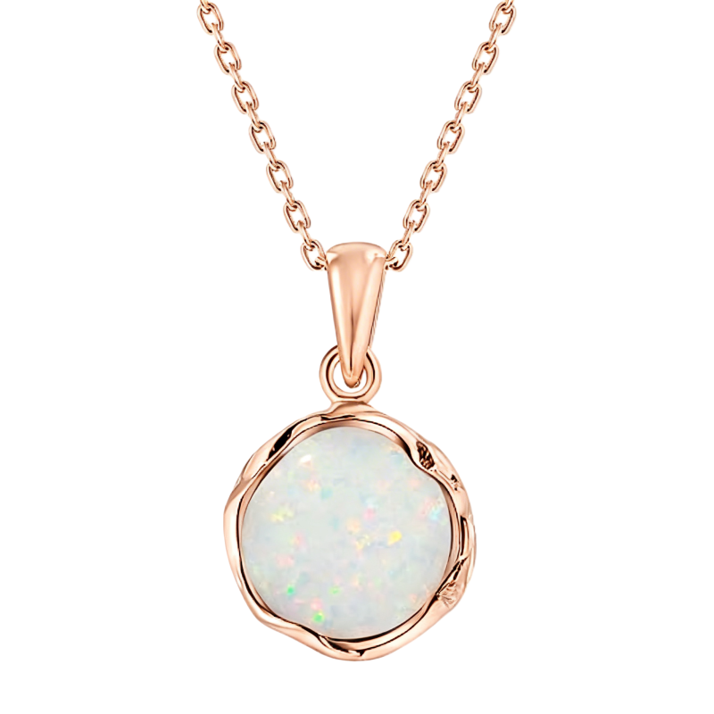 Collier pendentif en or rose 14 carats et opale-1