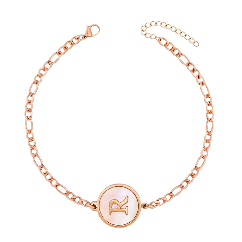 Personalisiertes Armband mit Initialbuchstaben-Anhänger aus 18-karätigem Roségold und Opal-1