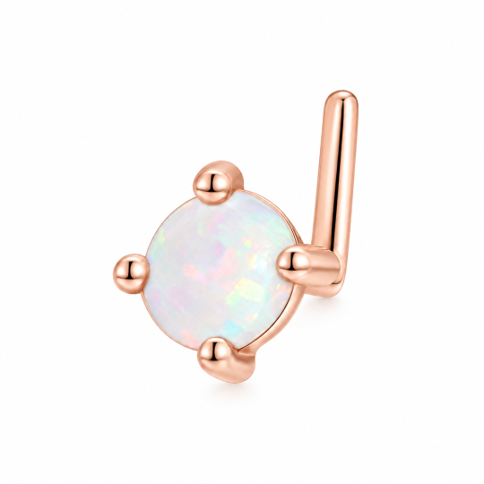 Anillo nasal redondo de ópalo en oro rosa de 10 quilates