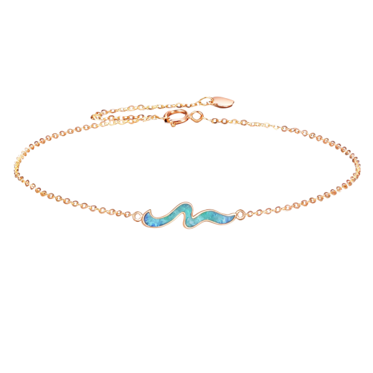 10K Rose Gold Opal Waves Charm Bracelet