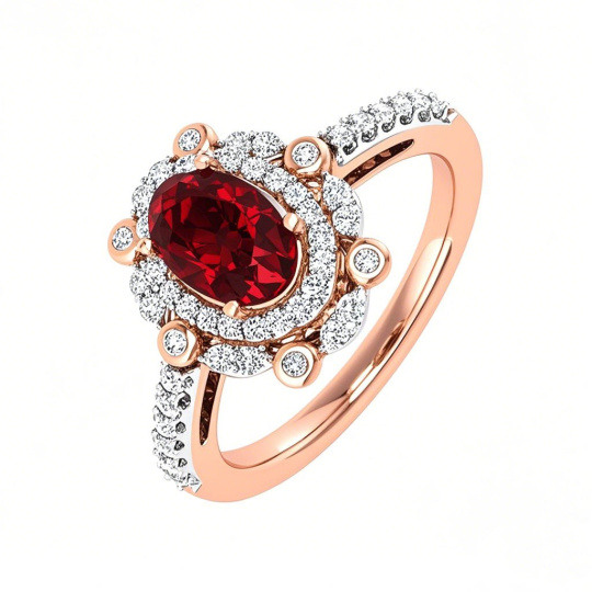 10K Rose Gold Oval Cut Custom Engagement Ring Gemstone Anniversary Ring