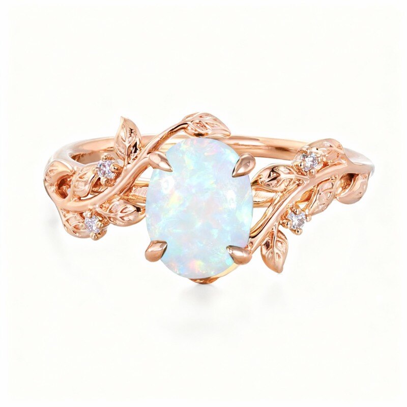 10K Rose Gold 1 to 6 CT Oval Cut Gem Ivy Natural Inspired Engagement Ring-3