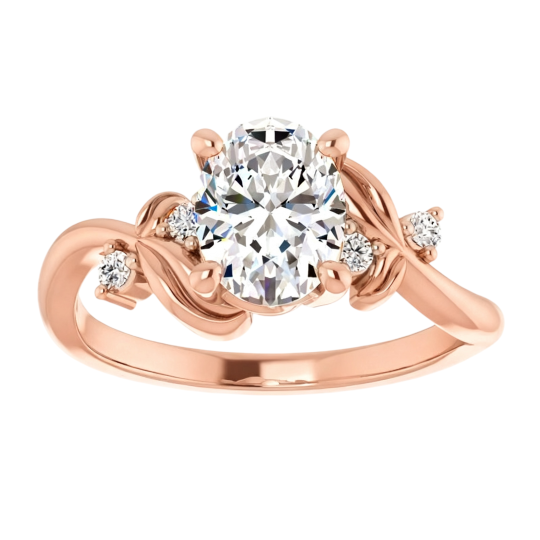 10K Rose Gold Oval Cut Lab-Grown Diamond Custom Engagement Ring D Color VVS1 Clarity 3EX IGI Certified