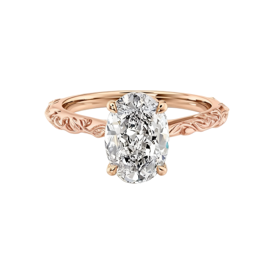 10K Rose Gold Oval Cut Lab-Grown Diamond Custom Engagement Ring D Color VVS1 Clarity 3EX IGI Certified