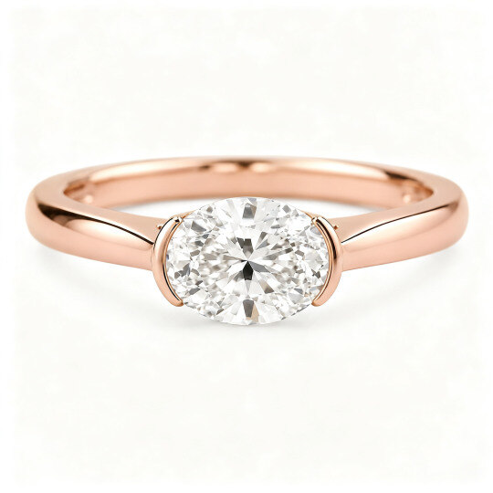 10K Rose Gold Oval Cut Lab-Grown Diamond Custom Engagement Ring D Color VVS1/VS1 Clarity 3EX IGI Certified