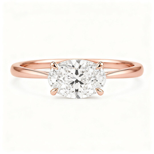 10K Rose Gold Oval Cut Lab-Grown Diamond Custom Engagement Ring D Color VVS1/VS1 Clarity 3EX IGI Certified