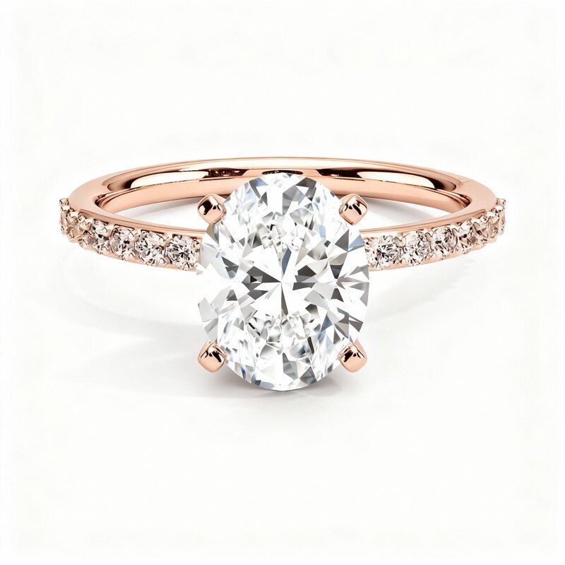 Verlobungsring aus 10-karätigem Roségold mit ovalem Moissanit-4
