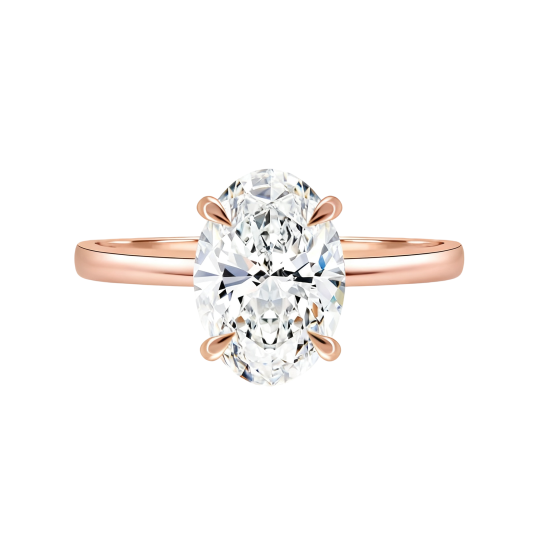 Verlobungsring aus 10-karätigem Roségold mit ovalem Moissanit