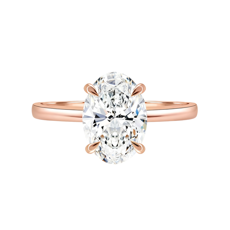 10K Rose Gold Oval Cut Moissanite Engagement Ring-17