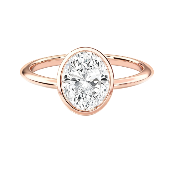 Verlobungsring aus 10-karätigem Roségold mit ovalem Moissanit