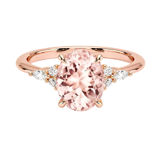 10K Rose Gold Oval Cut Morganite Custom Engagement Ring D Color VVS1 Clarity 3EX IGI Certified