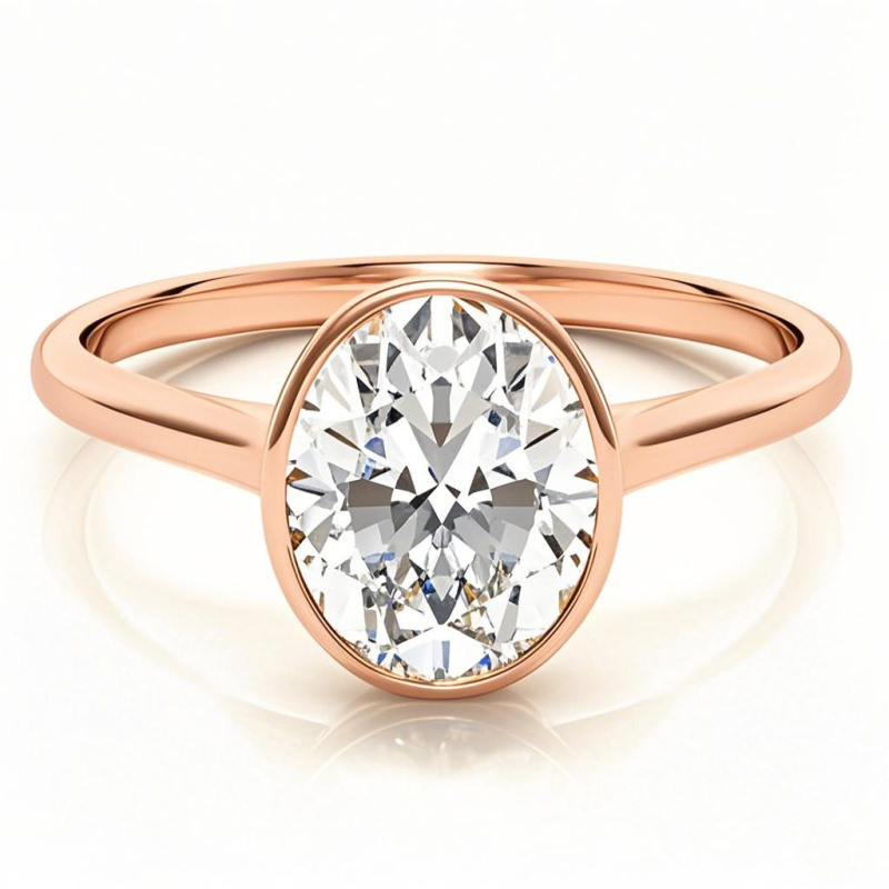 Verlobungsring aus 10-karätigem Roségold mit ovalem Moissanit-Solitär-18