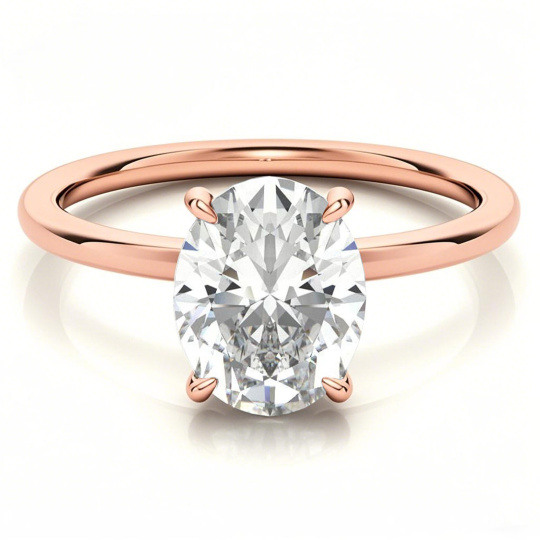 10K Rose Gold Oval Cut Solitaire Moissanite Engagement Ring
