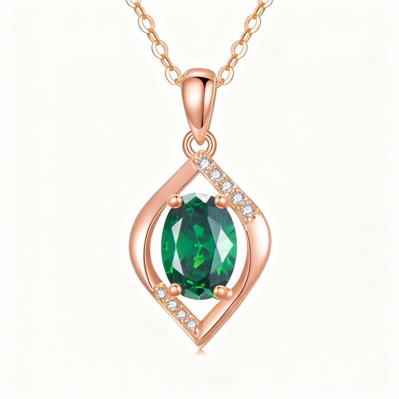 Collier pendentif en or rose 18 carats avec tanzanite ovale et symbole de l'infini-1
