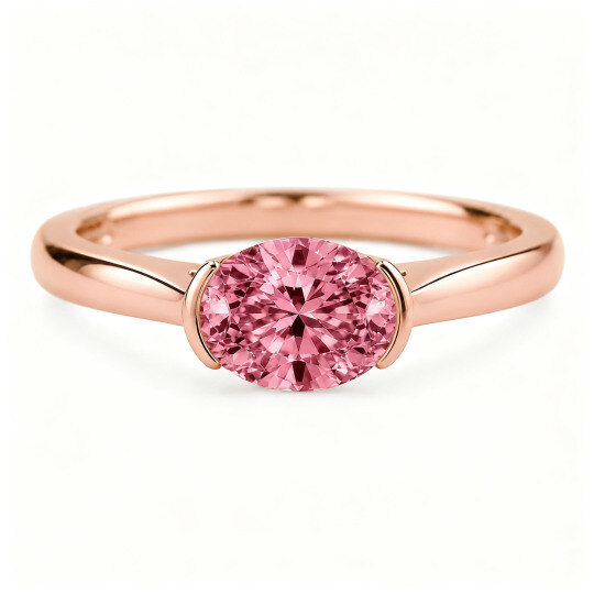 10K Rose Gold Oval Cut Tourmaline Engagement Ring