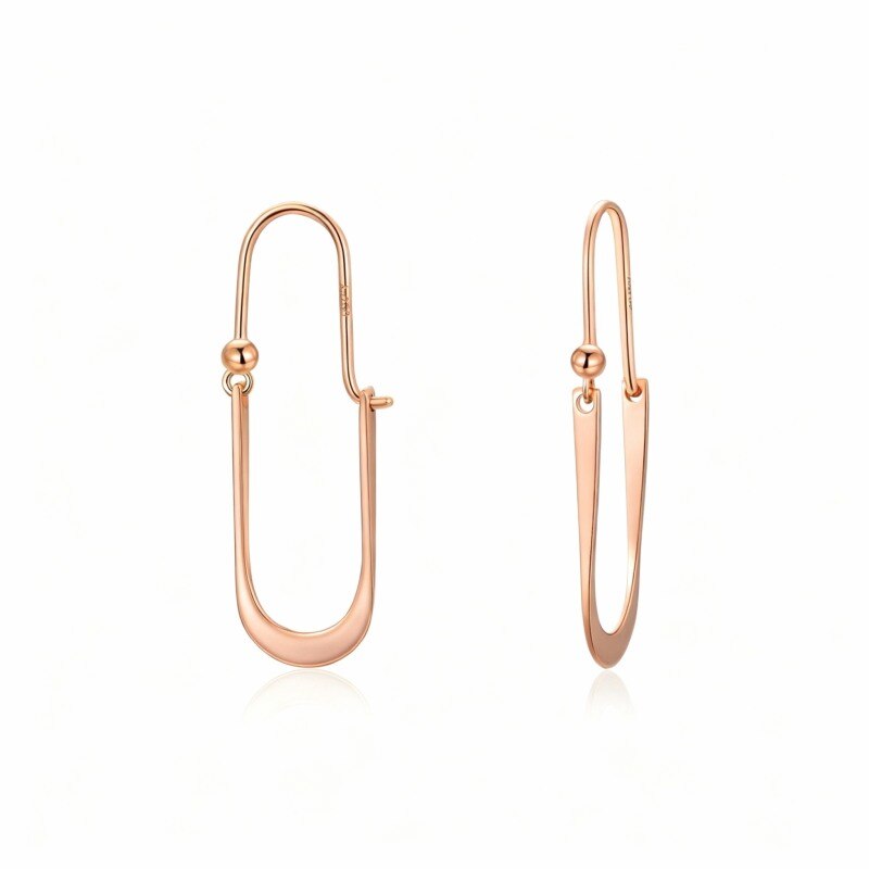 Boucles d'oreilles pendantes ovales en or rose 18 carats-1