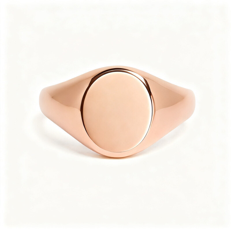 Anillo de sello ovalado de oro rosa de 14 quilates para hombre.-1