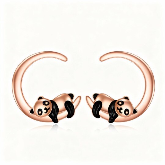10K Rose Gold Panda Stud Earrings