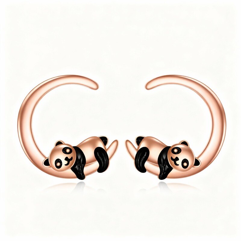Pendientes de panda de oro rosa de 10 quilates-1