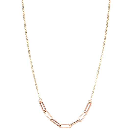 10K Rose Gold Paper Clip Cable Chain Necklace