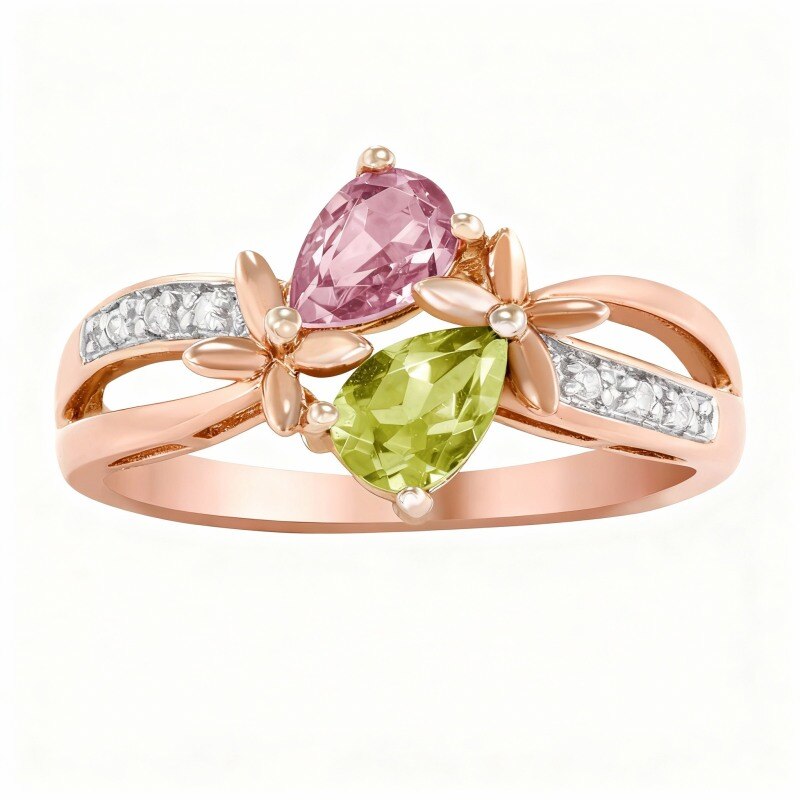 10K Rose Gold Pear Cut Butterfly Ring-1