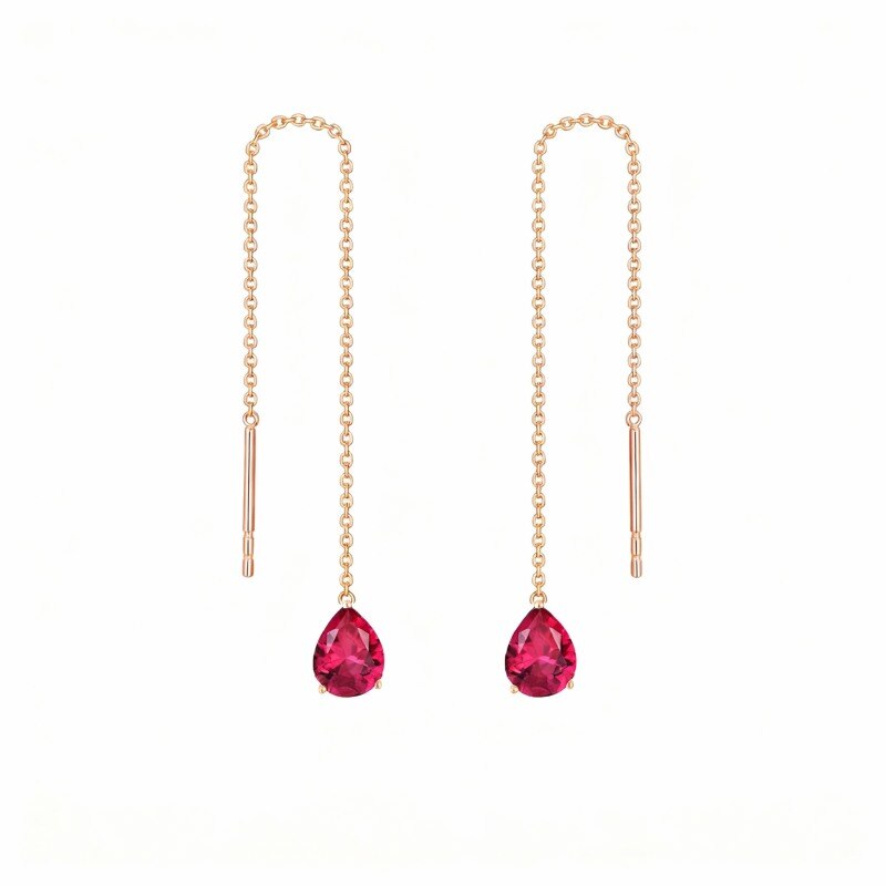 18K Rose Gold Pear Cut Cubic Zirconia Drop Shape Drop Earrings-1