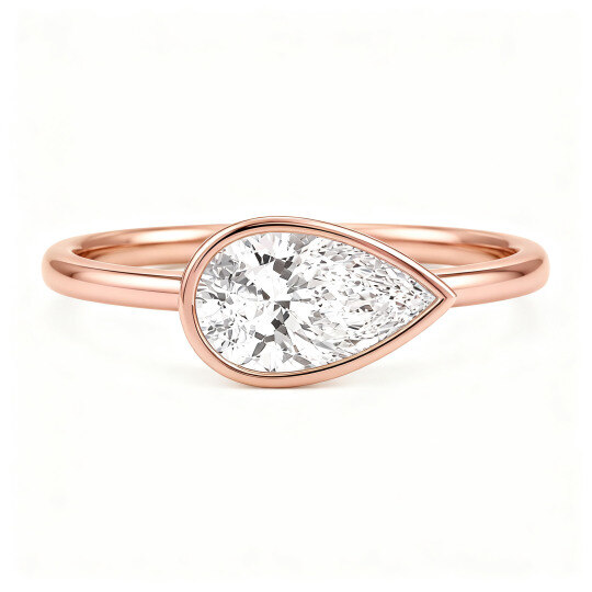 10K Rose Gold Pear Cut Lab-Grown Diamond Custom Engagement Ring D Color VVS1/VS1 Clarity 3EX IGI Certified