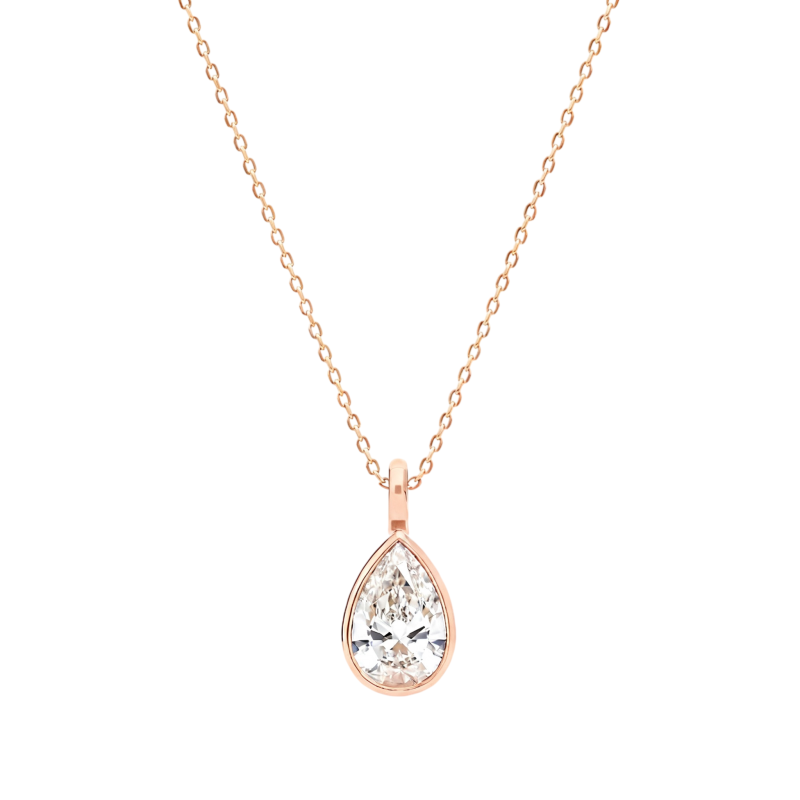 Collares de diamantes cultivados en laboratorio con diamantes talla pera en oro rosa de 10 quilates-11
