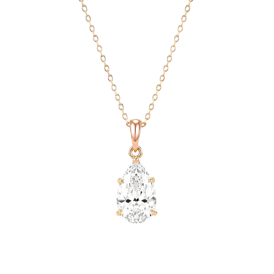 Collares de diamantes cultivados en laboratorio con diamantes talla pera en oro rosa de 10 quilates