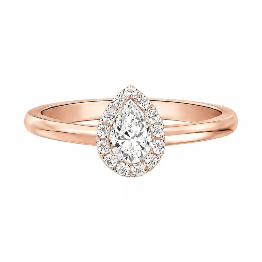 Verlobungsring aus 10-karätigem Roségold mit birnenförmigem Moissanit