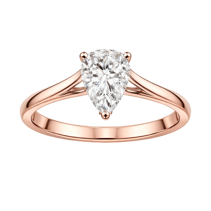 Verlobungsring aus 10-karätigem Roségold mit birnenförmigem Moissanit-4