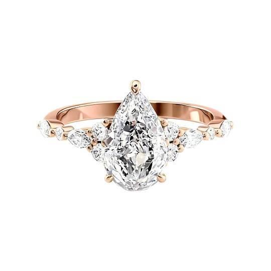 10K Rose Gold Pear Cut Moissanite Engagement Ring