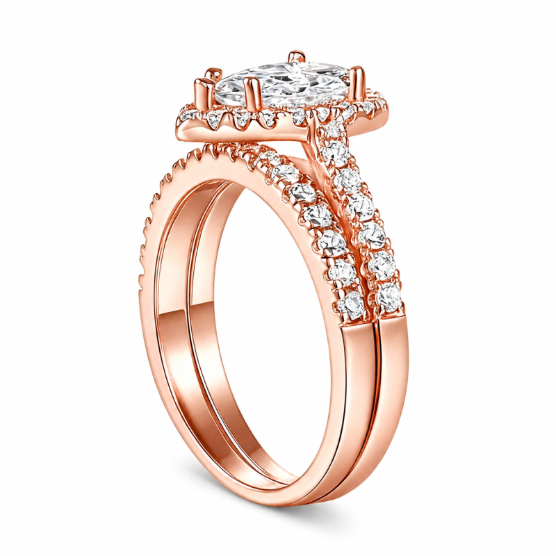 Bague de fiançailles en or rose 10 carats avec moissanite taille poire et gravure personnalisée-20