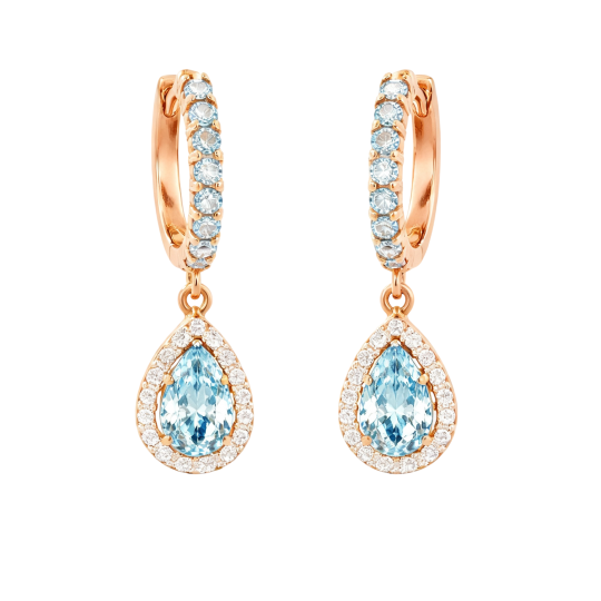 10K Rose Gold Pear Cut Topaz Drop Shape Drop Earrings