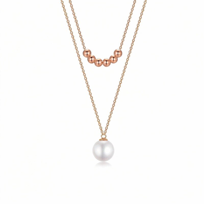 Collar con colgante de perlas en oro rosa de 18 quilates-1