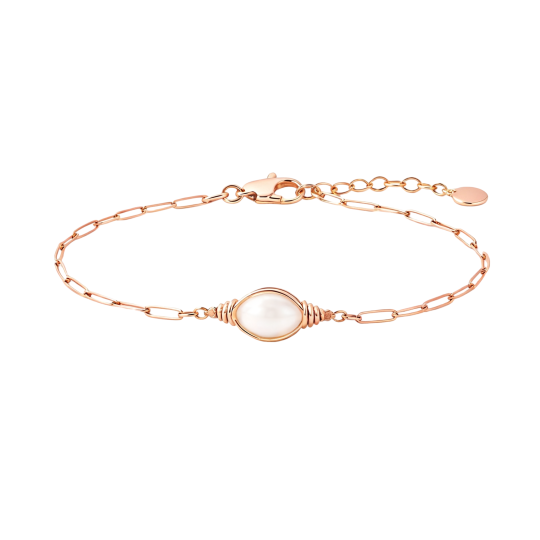 10K Rose Gold Pearl Mama Charm Bracelet