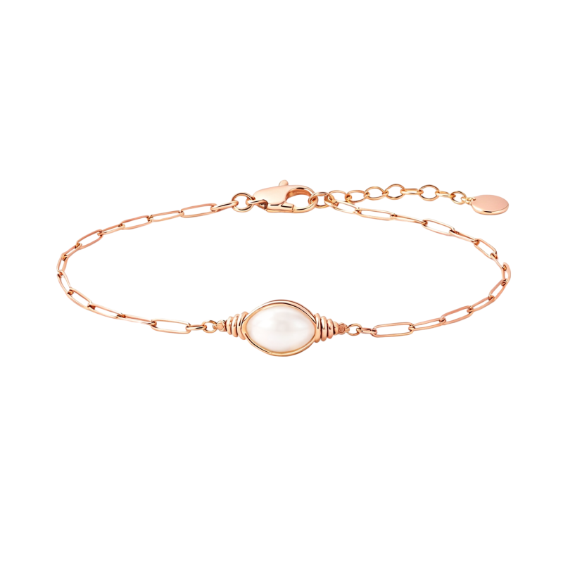Pulsera con dije de perlas y oro rosa de 18 quilates 