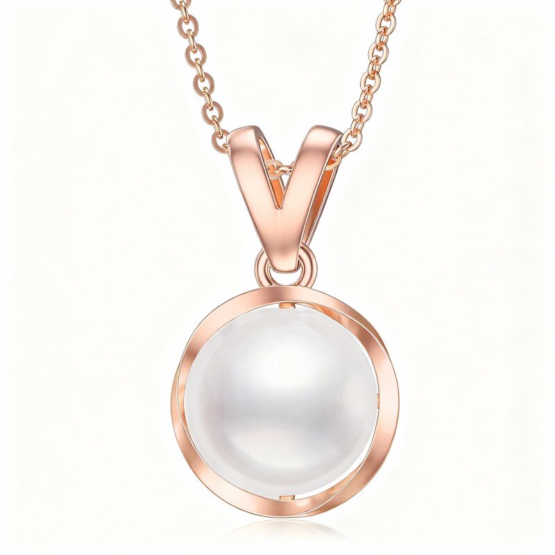 Collier pendentif en or rose 14 carats avec perle-1