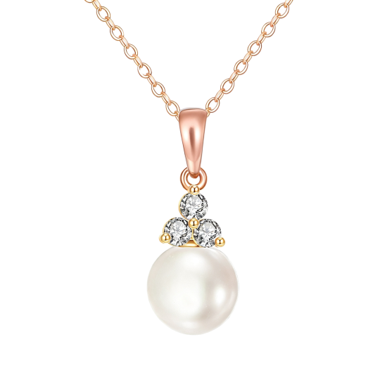 Hangerketting met parel van 10 karaats roségoud