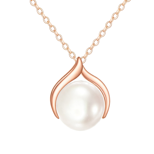 Hangerketting met parel van 10 karaats roségoud