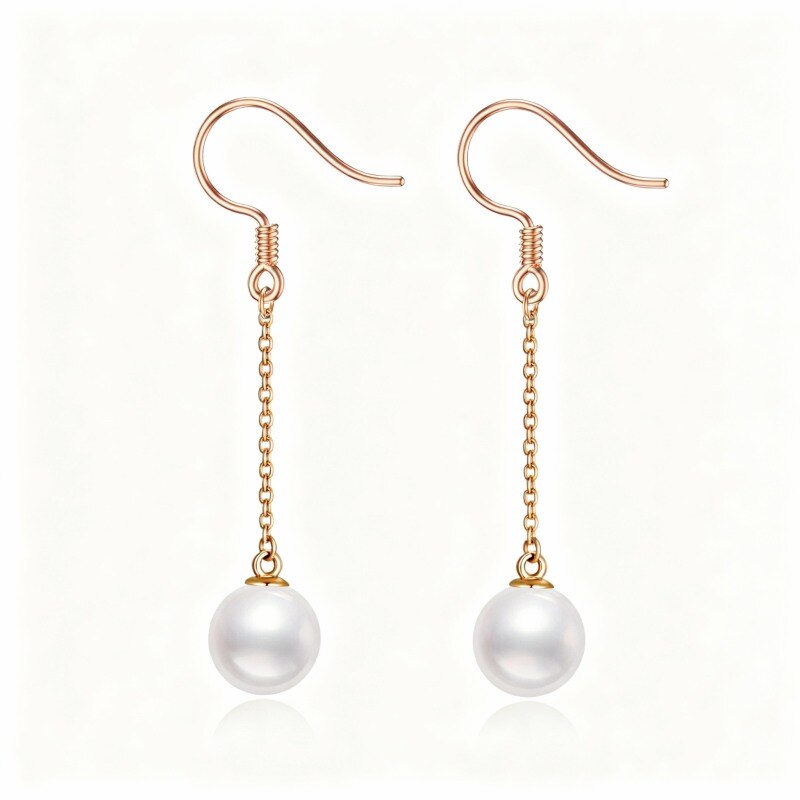 Pendientes de perlas de oro rosa de 10 quilates-1