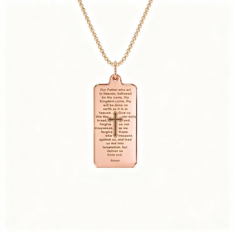 Collar con colgante de oro rosa de 14 quilates-1