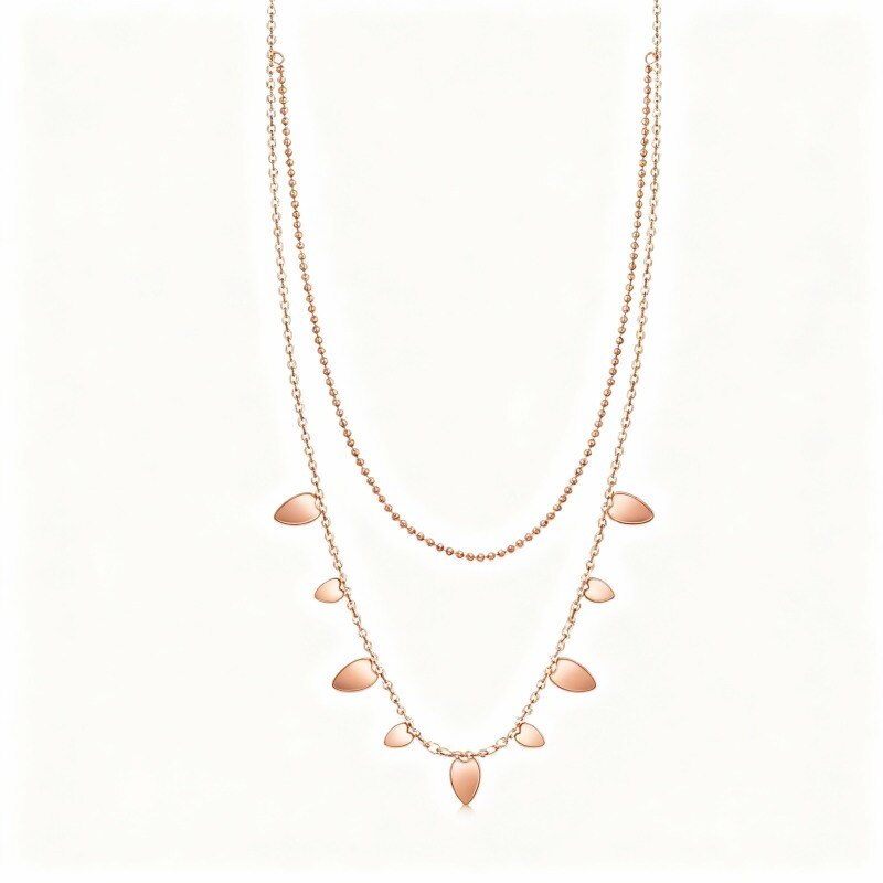 Collar con colgante de oro rosa de 10 quilates-1