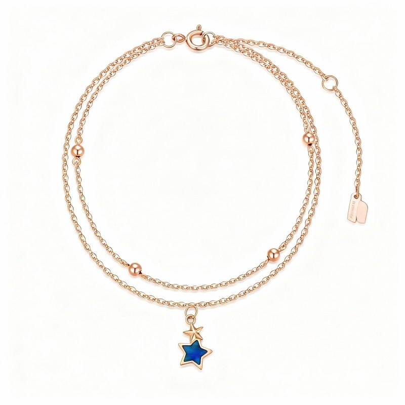 Bracelet à plusieurs rangs en or rose 10 carats avec pentagramme-1