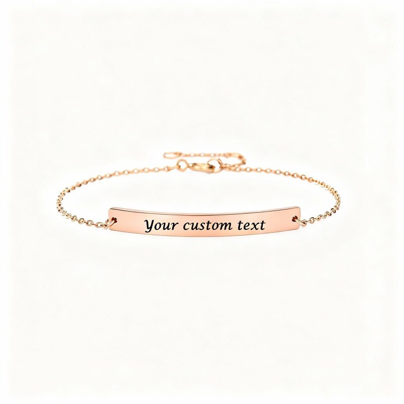 Pulsera clásica personalizada con nombre en oro rosa de 14 quilates-1