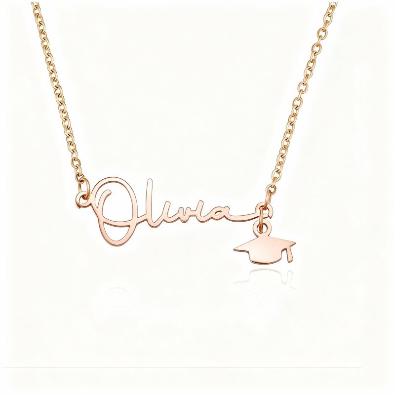 Personalisierte Namensanhänger-Halskette aus 10-karätigem Roségold-1